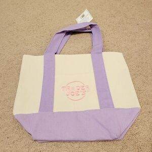 Trader Joes Pastel Purple and Cream Tote Bag Mini NWT